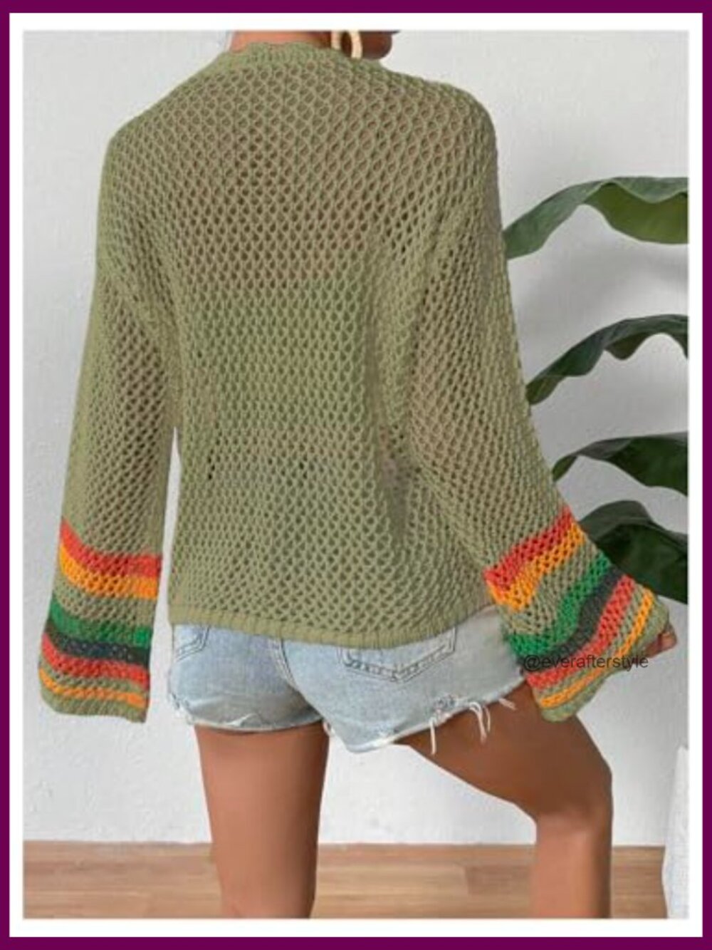 Floral Crochet Open Front Cardigan Hollow Out Long Sleeve Lightweight Sweater - Picture 2 of 6